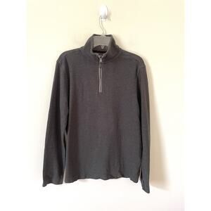 Banana Republic Cotton Quarter Zip Sweater Gray Size Large